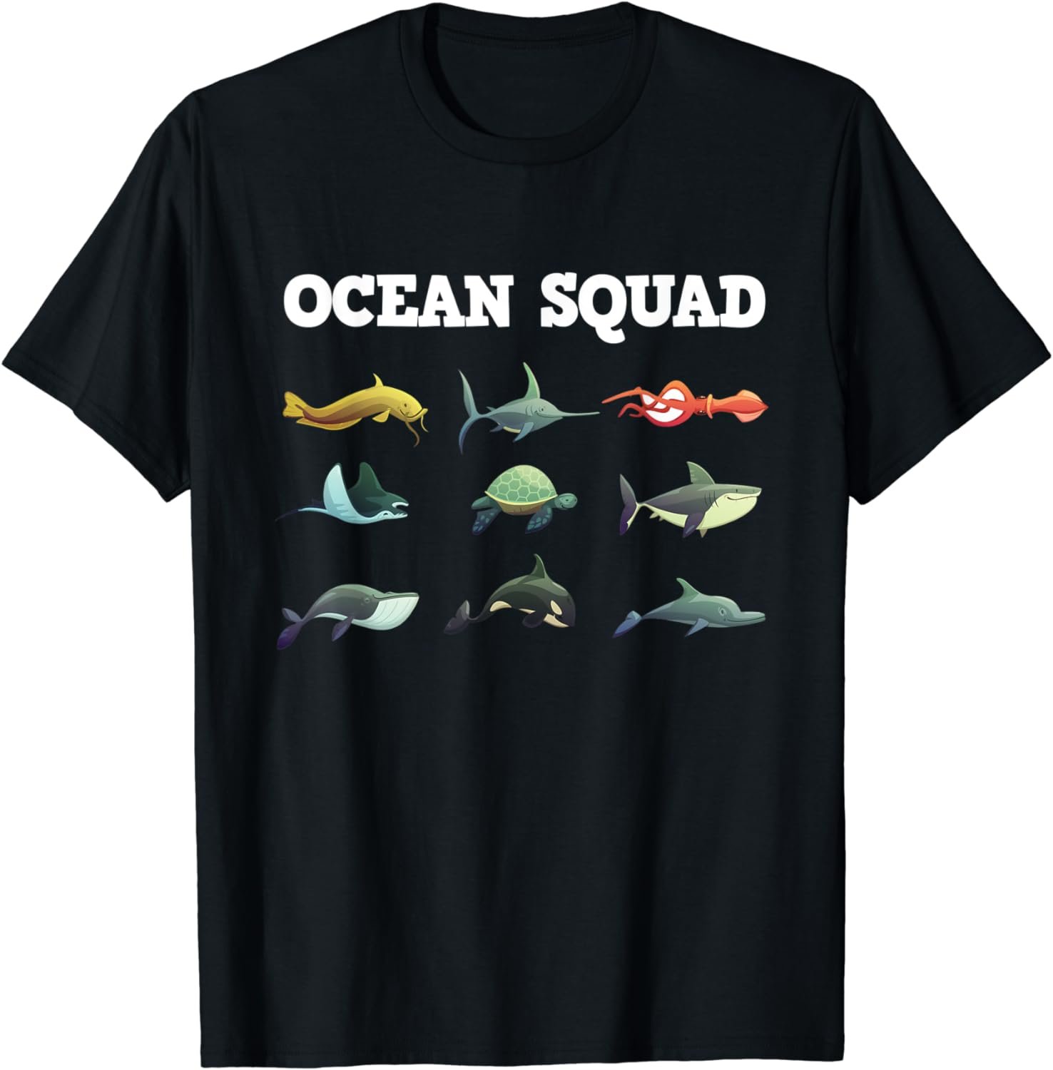 Cute Ocean Creatures Funny Sea Animals Fish Lover Gift Kids T-Shirt