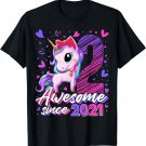2 Years Old Cute Unicorn Gifts 2nd Birthday Kids Girl Party T-Shirt