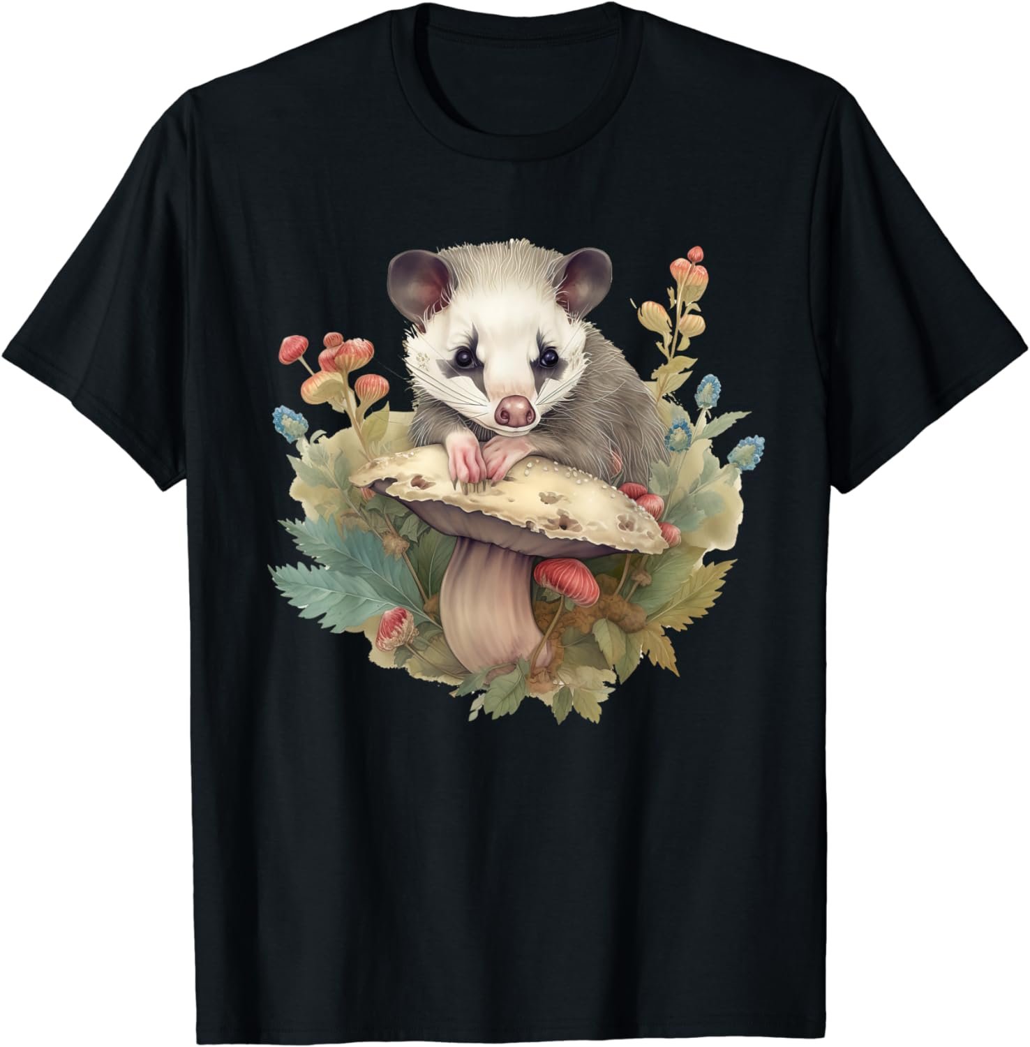 Cottagecore Floral Cute Possum Aesthetic Girls Women Graphic T-Shirt