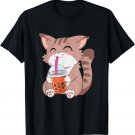 Cute Cat Boba Bubble Tea Anime Otaku Kawaii Neko Girls Teens T-Shirt