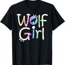 Just a Wolf Girl Who Loves Wolves Theme Cute Watercolor Love T-Shirt