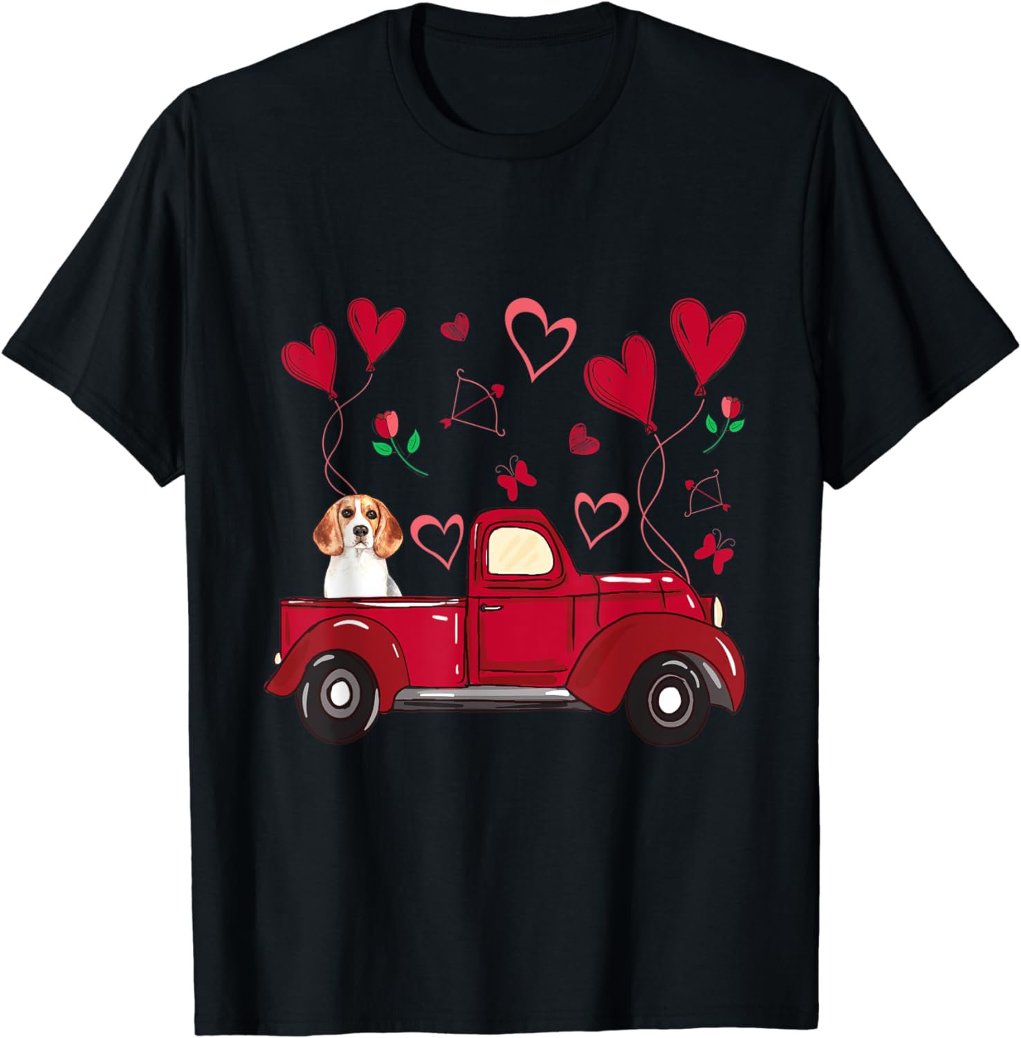 Valentines Day Beagle - Cute Beagle Dog Love Truck T-Shirt