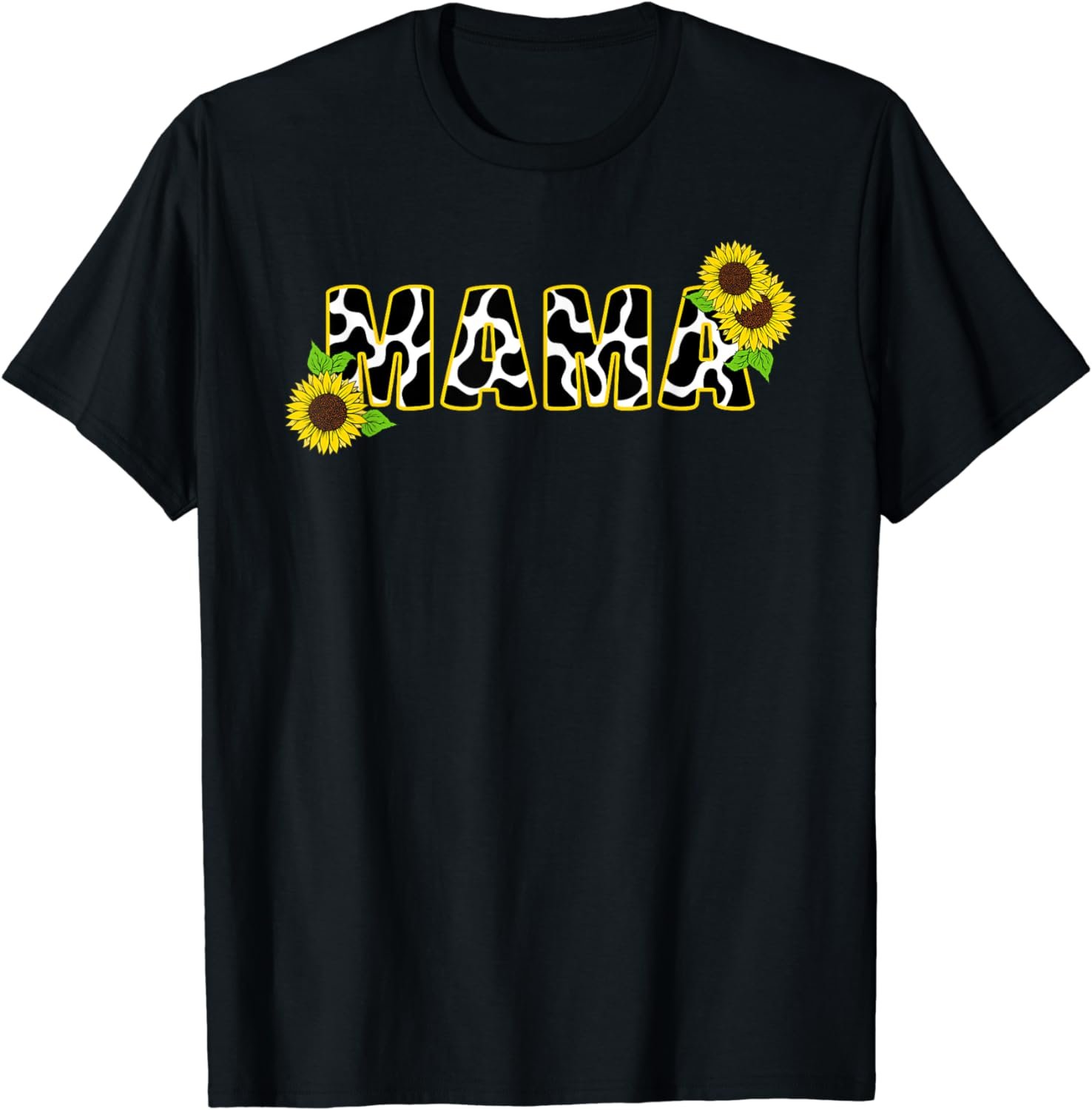 Cute Mama Cow Print Sunflower Mother Flower Mom T-Shirt