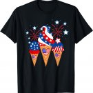 Ice Cream Cones 4th of July Holiday Patriotic Memorial Day T-Shirt