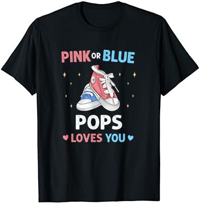 Pink or Blue Pops Loves You Cute Grandpa Baby Gender Reveal T-Shirt