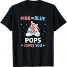 Pink or Blue Pops Loves You Cute Grandpa Baby Gender Reveal T-Shirt