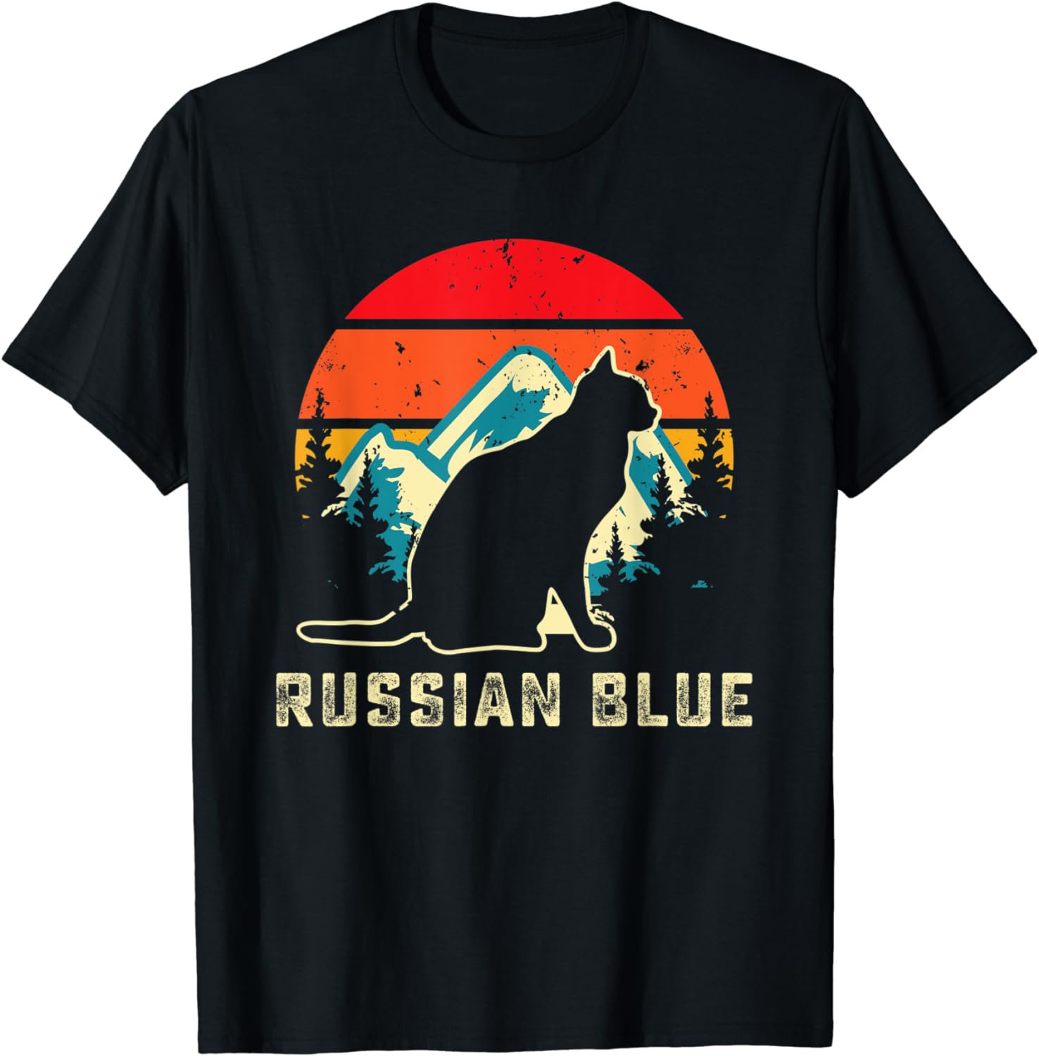 Retro Russian Blue Cat Mom Pet Owner Love Cats Cute Cat Mama T-Shirt