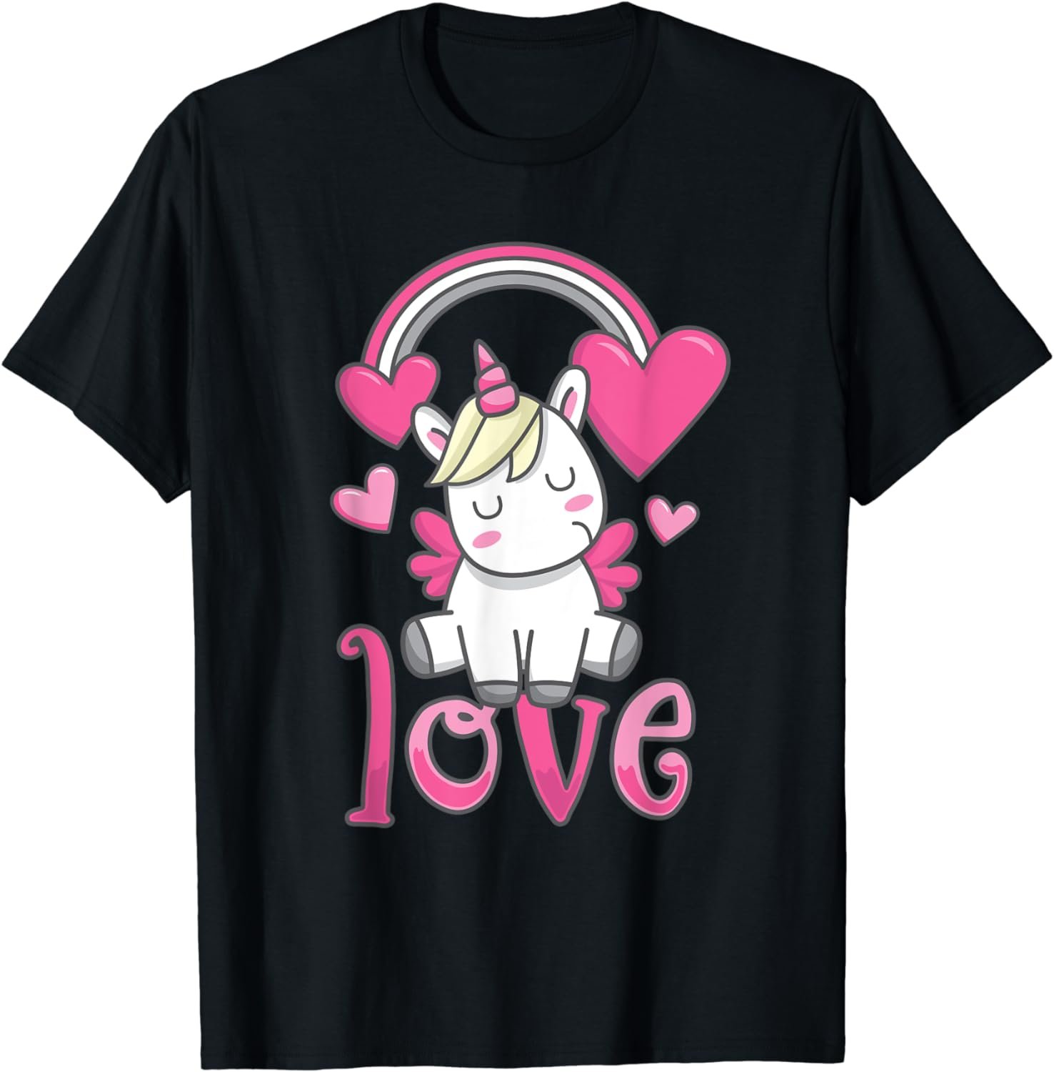 Cute Love Heart Unicorn Valentines Day Top T-Shirt