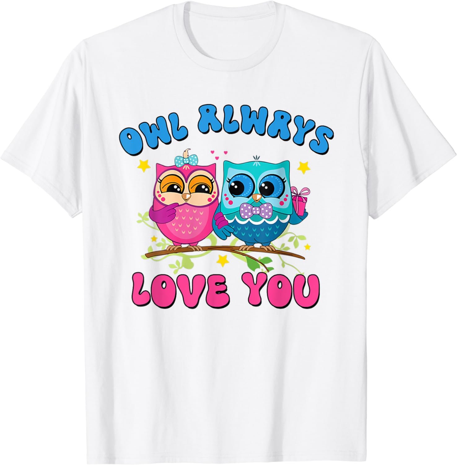 Retro Groovy Owl Always Love You Cute Owl Funny Valentines T-Shirt