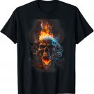 Revolution Riders Metal Skull Engine Flames Graphic Tees Men T-Shirt
