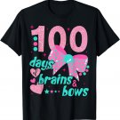 100 Days of Brains and Bows Teacher Women Kids Girls School T-Shirt
