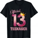 Teen Girls Cute Official 13 Teenager Funny 13th Birthday T-Shirt