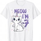 Meow I'm 7 bday cat party cute 7th Birthday Cat T-Shirt