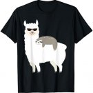 Sleepy Sloth Riding A Llama - Alpaca Funny Lama Animal Lover T-Shirt