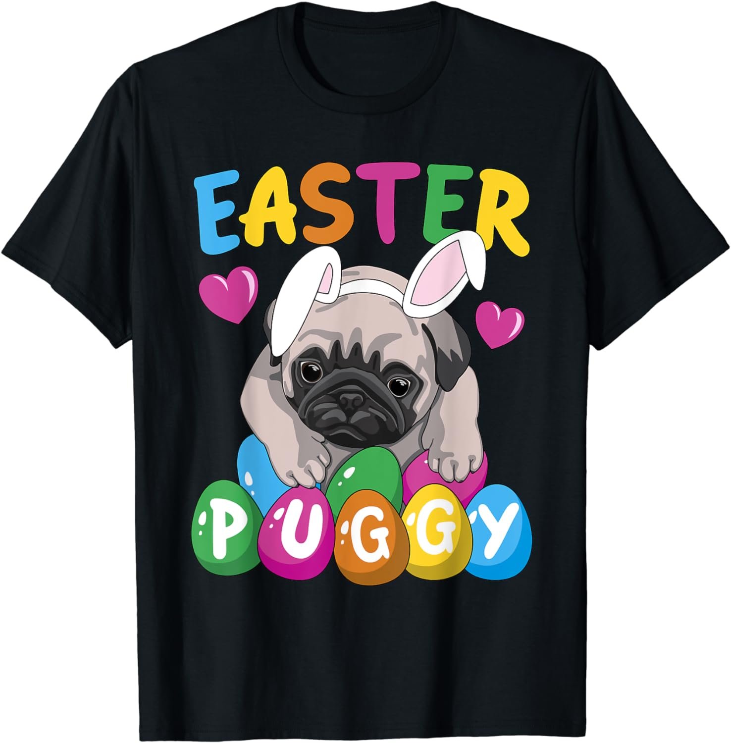 Easter Puggy Cute French Pug Puppy Easter Day Egg Hunting T-Shirt