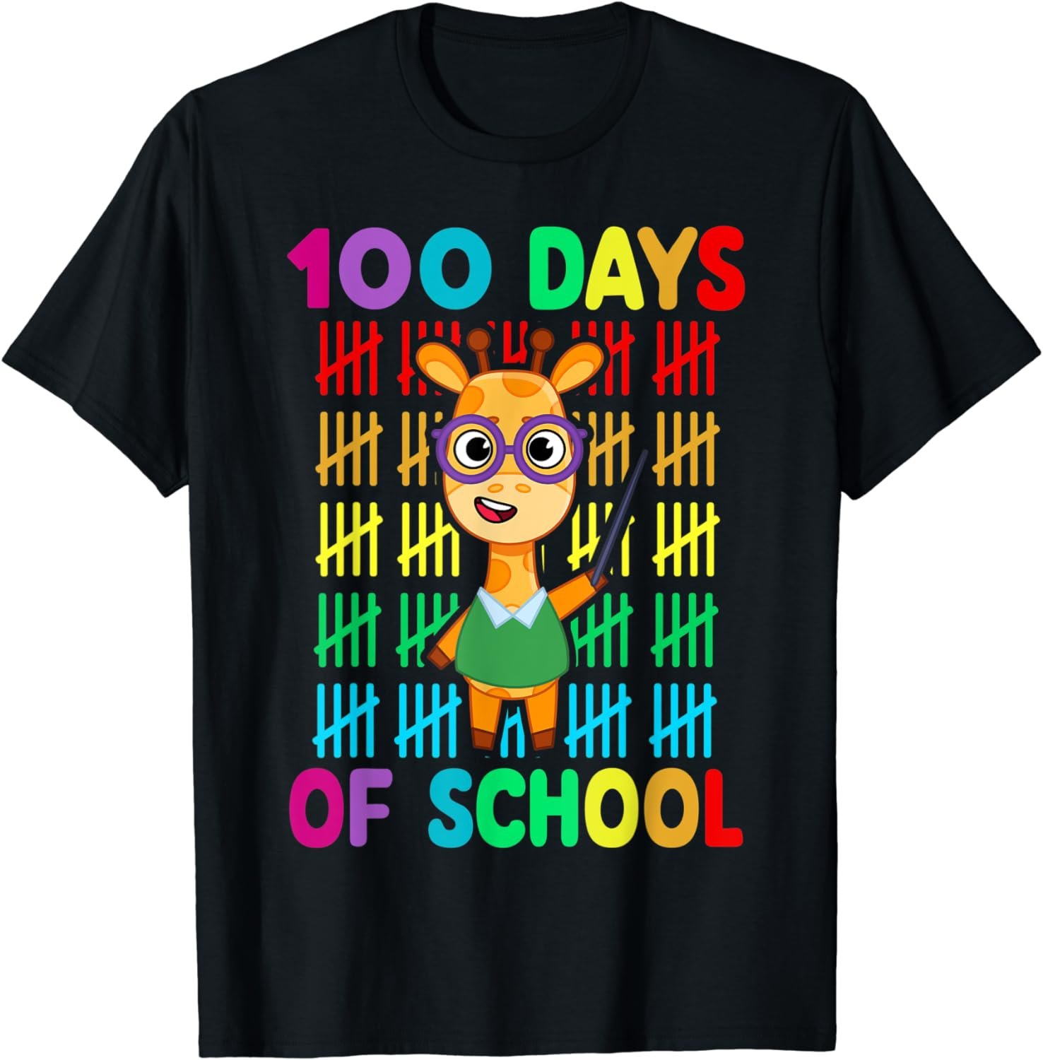 Giraffe Student Cute 100th Days Of School Teacher Kids Boys T-Shirt