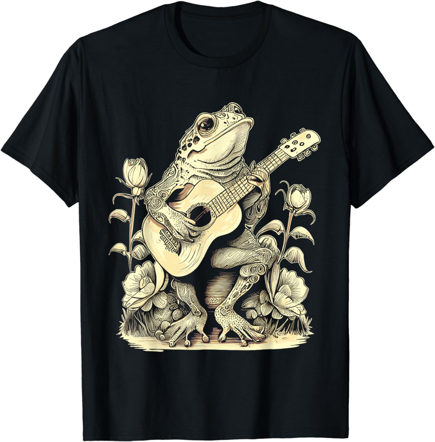Cute Cottagecore Aesthetic Frog Playing His Acoustic Guitar T-Shirt
