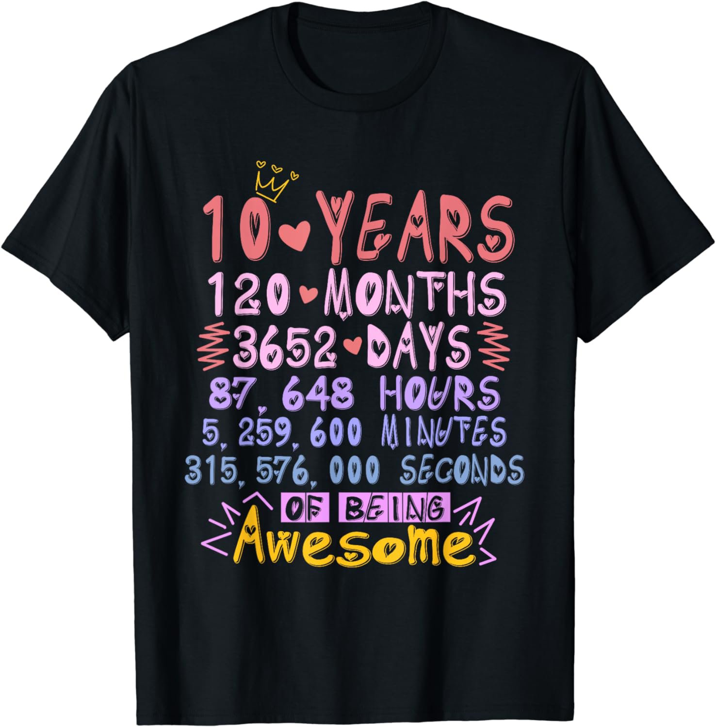Birthday Gift 10 Years Old Being Awesome Boys Girls T-Shirt