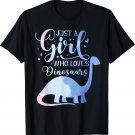 Just A Girl Who Loves Dinosaurs Watercolor Cute Girls T-Shirt