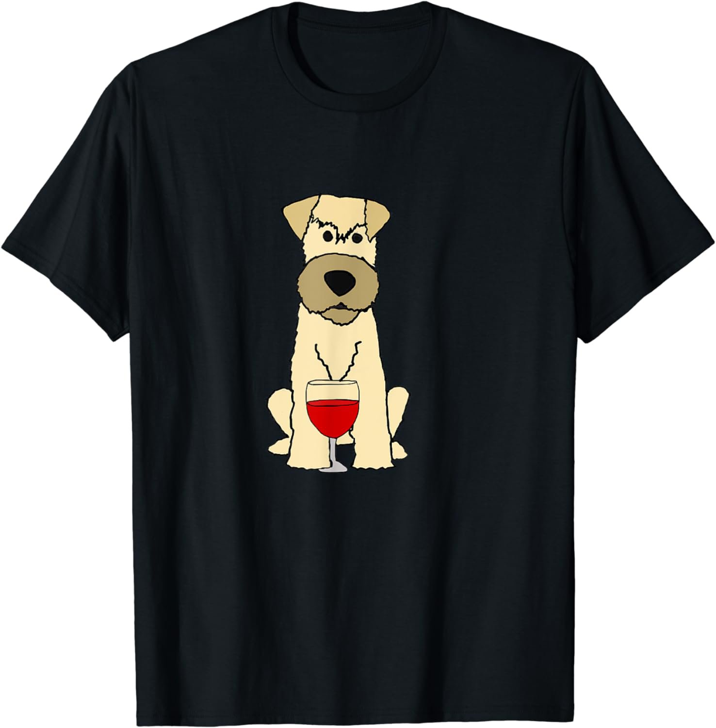 Funny Wheaten Terrier Drinking Wine T-Shirt