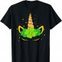 Cute Unicorn Face Irish Shamrock St Patrick's Day Kids T-Shirt