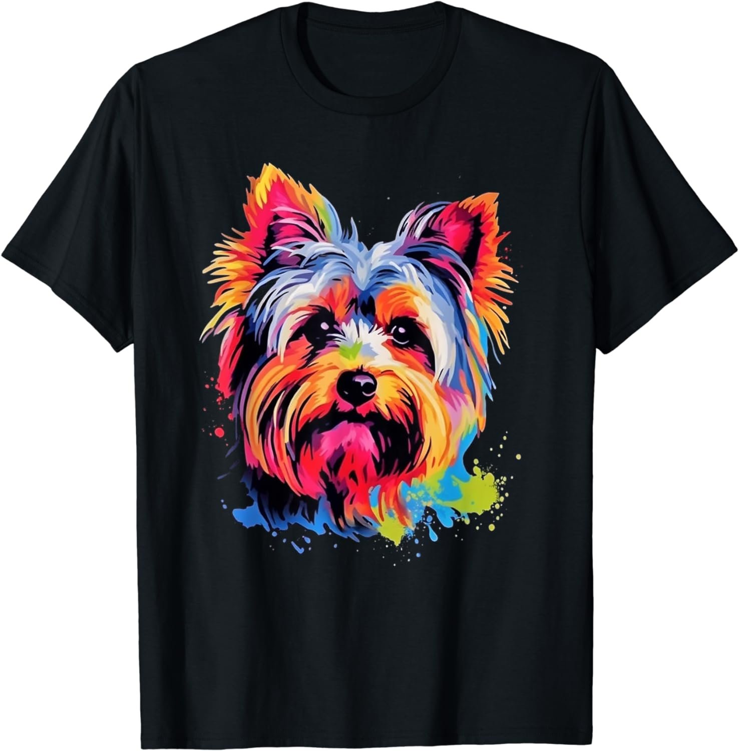 Colorful Pop Art Yorkshire Terrier Yorkie Lover Portrait T-Shirt