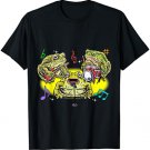 Funny Frog Band Musician Playing Guitar Drums Singing Music T-Shirt