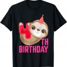4 Year Old 4th Birthday Cute Sloth Lover Animal Bday Party T-Shirt