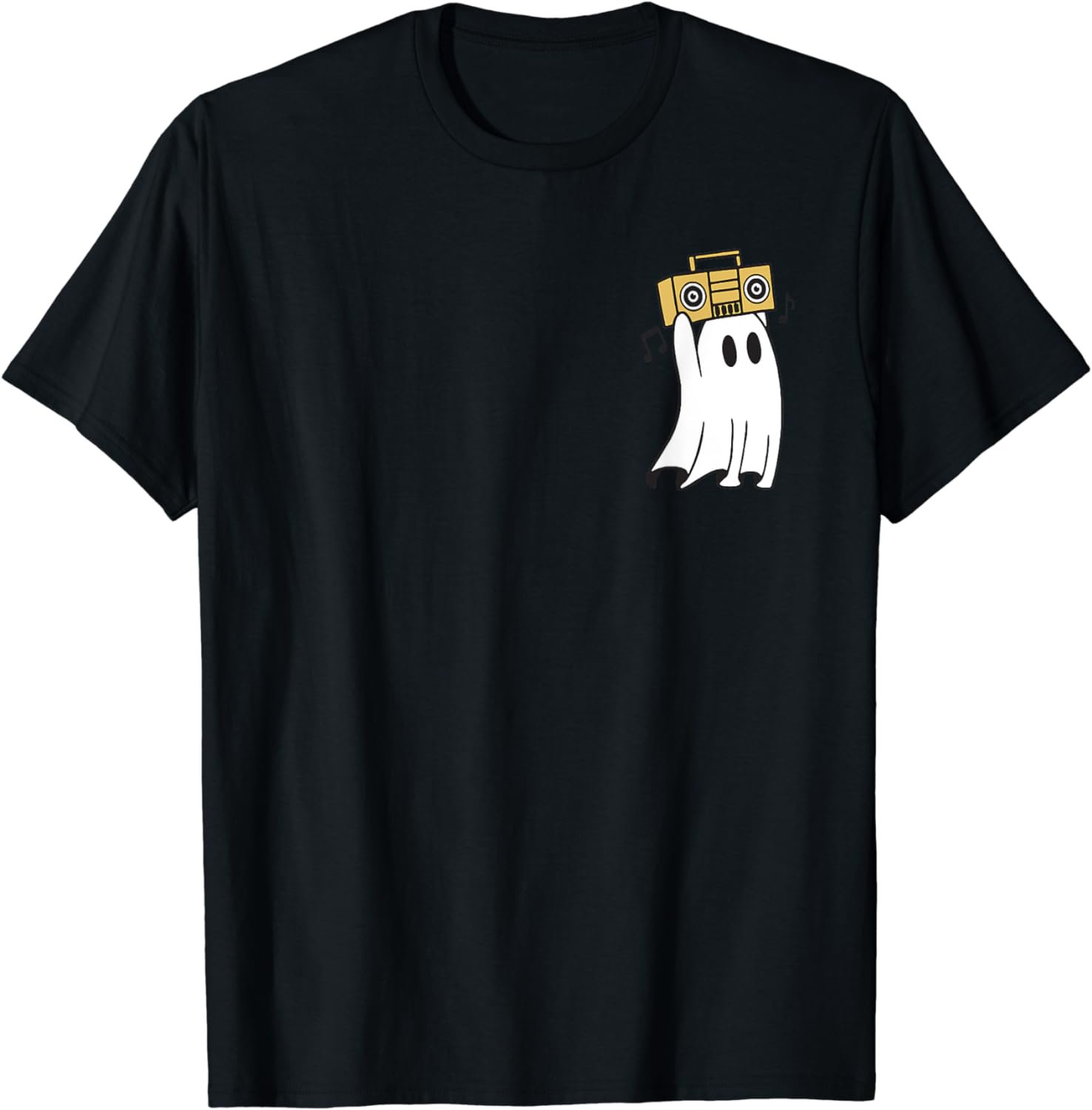 Funny Retro Vintage Ghost Holding Radio Speaker Halloween T-Shirt