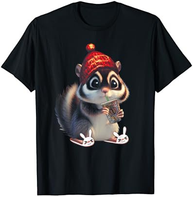 Squirrel Coffee Cute Coffee Drinking Squirrel Bunny-Shoes T-Shirt