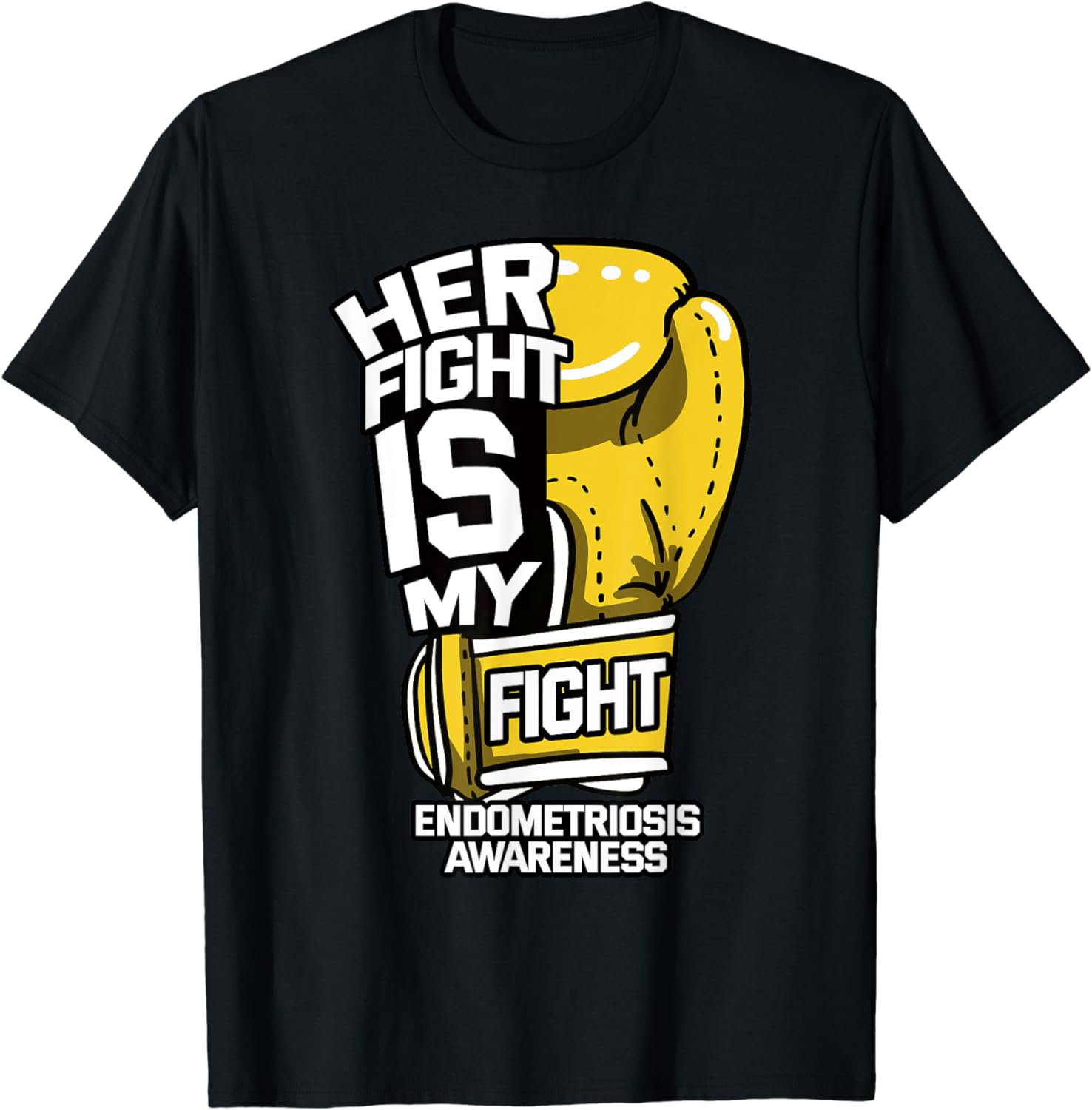 Her Fight Is My Fight Endometriosis Husband Yellow Ribbon T-Shirt