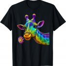 colorful cute Giraffe head art face for lover safari African T-Shirt