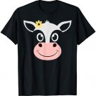 Funny Halloween Costume for Girls w/ Flower - Cute Cow Face T-Shirt