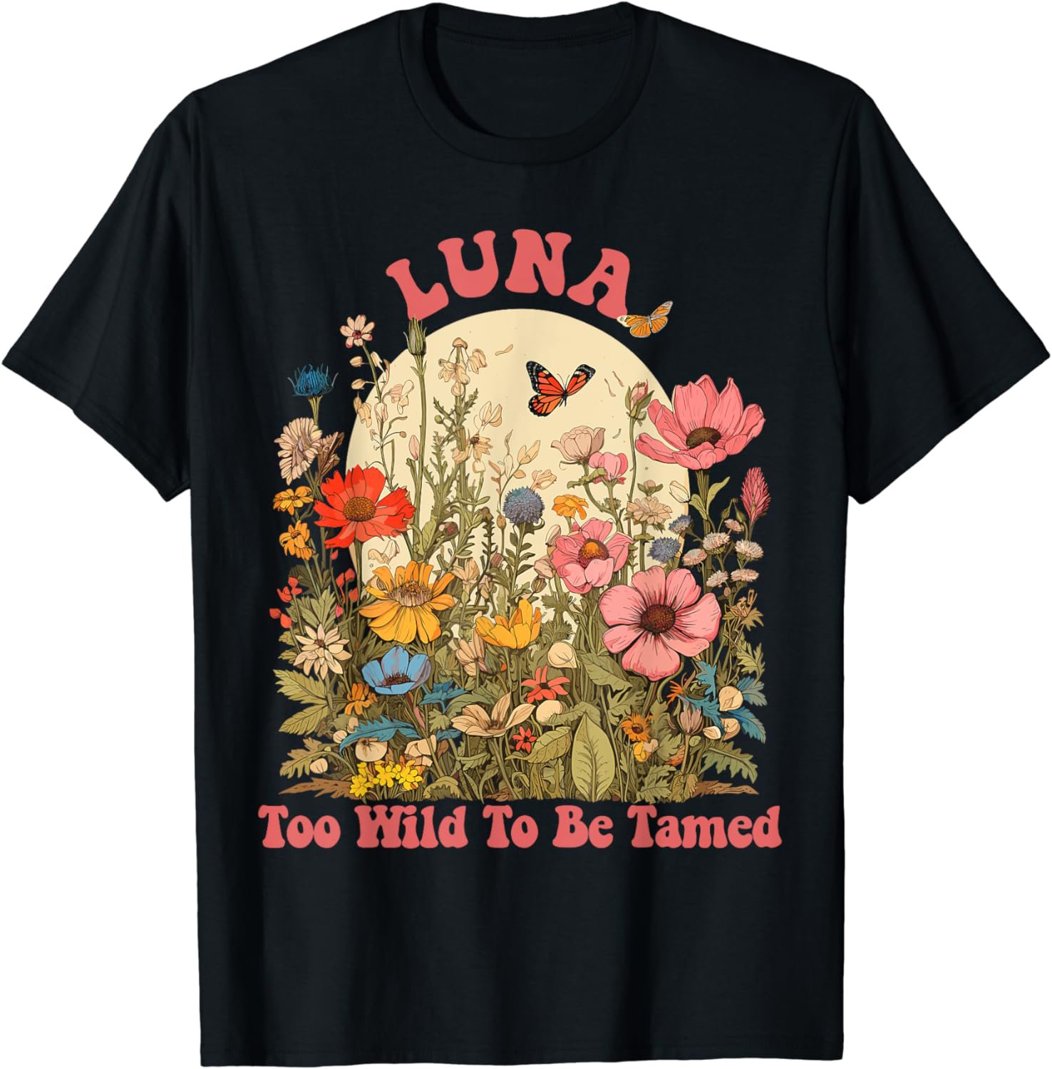 LUNA Name Cute Retro Girls Wildflower LUNA Name T-Shirt