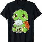 Kawaii Cute Boba Turtle Reptile Matcha Green Bubble Milk Tea T-Shirt