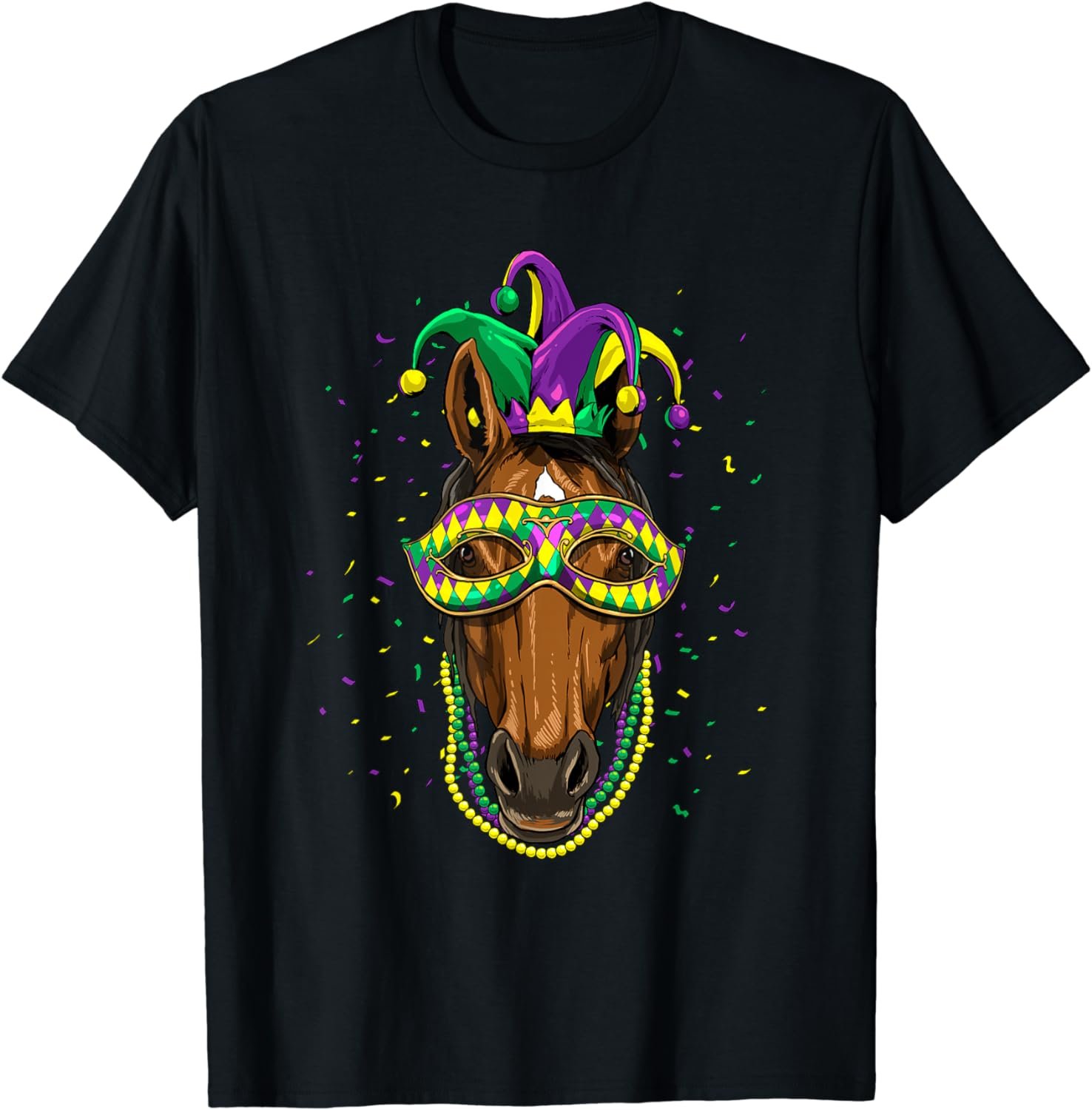 Horse Animal Lover Cute Mardi Gras Carnival Jester T-Shirt