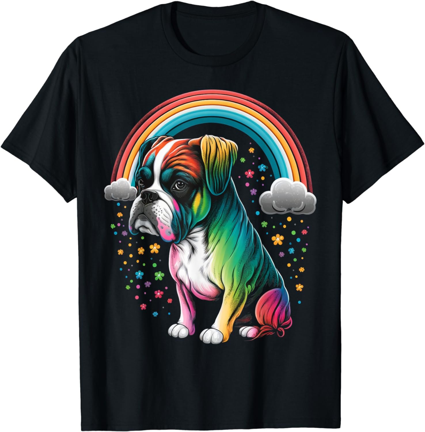 Cute Colorful Rainbow Boxer Dog T-Shirt