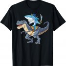 Shark Riding Dinosaur T rex T Shirt Pirate Jawsome Tees Kids T-Shirt