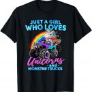 Just A Girl Who Loves Unicorns And Monster Trucks Girls Kids T-Shirt
