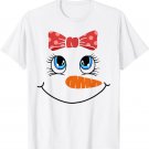 Eyelashes Cute Snowman Girl Face Christmas Women Ladies Kids T-Shirt
