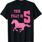 Kids 5th Birthday Horse T-Shirt - Party for 5 Year Old Girls