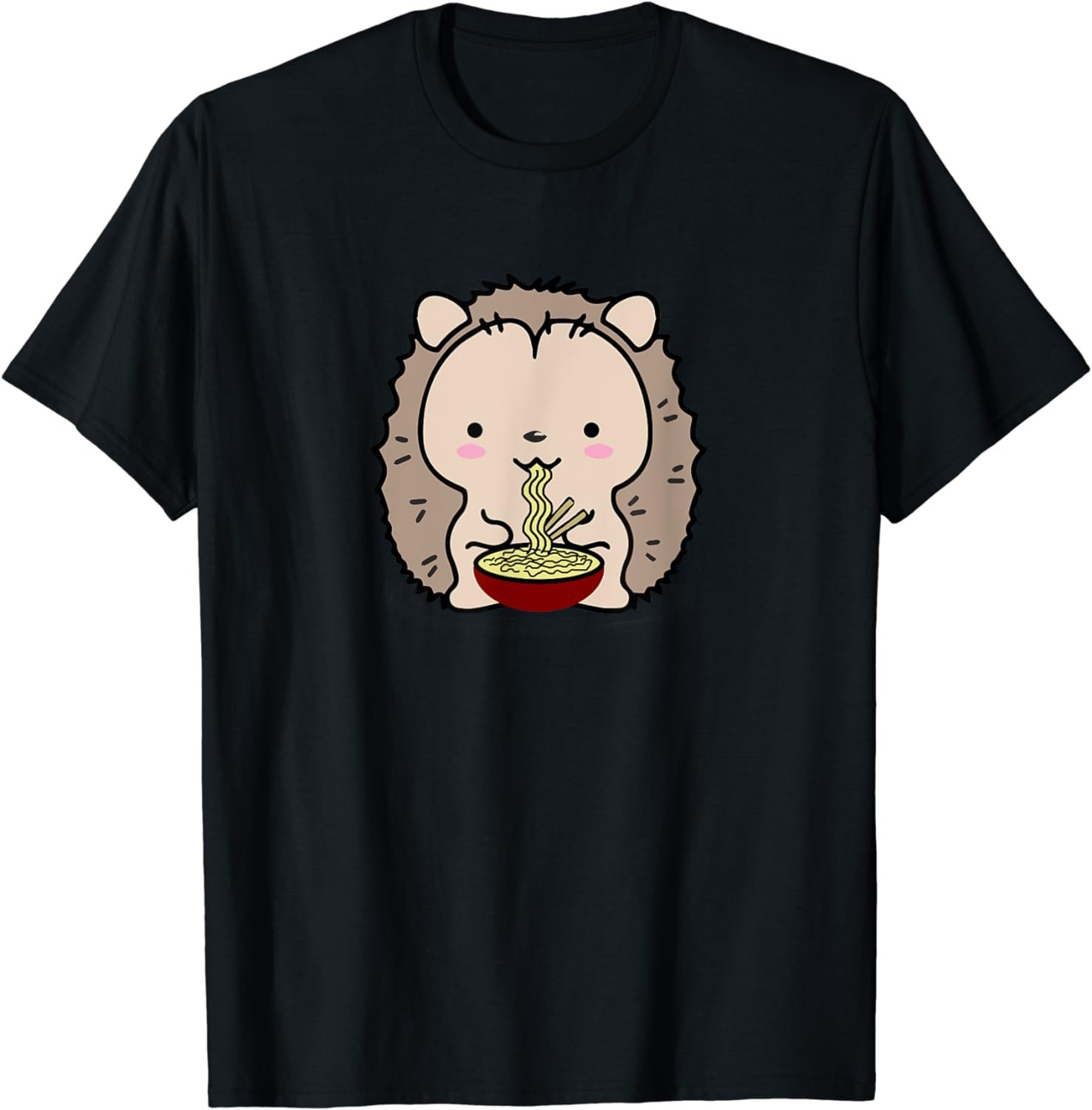 Hedgehog Eating Ramen Noodle Soup Cute Tee Shirt T-Shirt