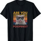 black cat shirt funny womens are you pooping meowy cat lover T-Shirt