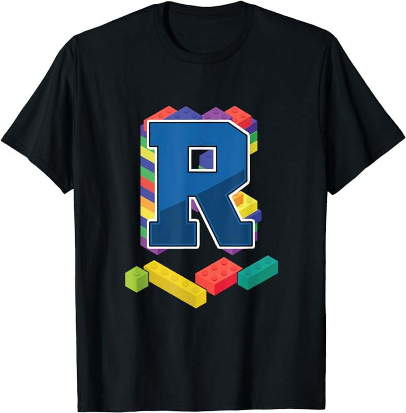 Letter R Master Builder Alphabet Last Name Building Blocks T-Shirt