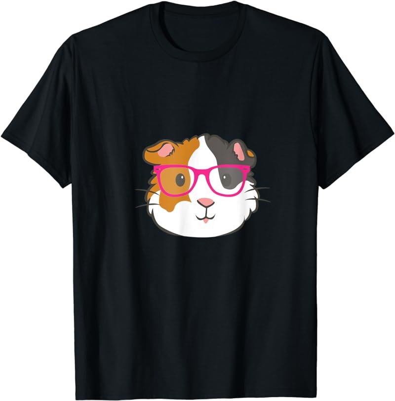 Cute Hipster Guinea Pig Hamster In Pink Eye Glasses Gift T-Shirt
