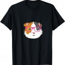 Cute Hipster Guinea Pig Hamster In Pink Eye Glasses Gift T-Shirt