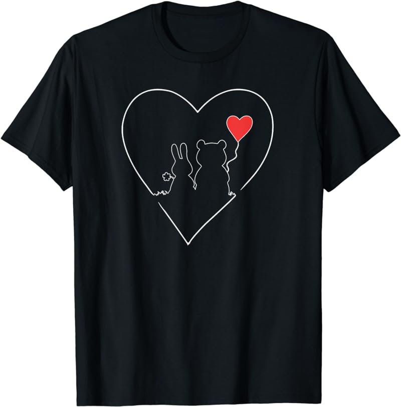 Cute Bunny Bear Love Couple Valentine's Day Rabbit Lover T-Shirt