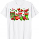 Cute Cups Of Iced Coffee Watermelon Tropical Summer Vacation T-Shirt