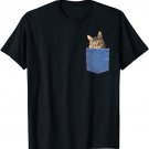 Cute Cat Peeking In Pocket T-Shirt