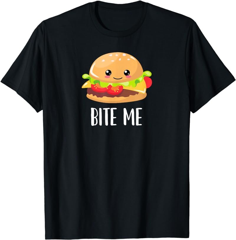 Kawaii Hamburger, Cheeseburger, Bite Me, Funny T-Shirt